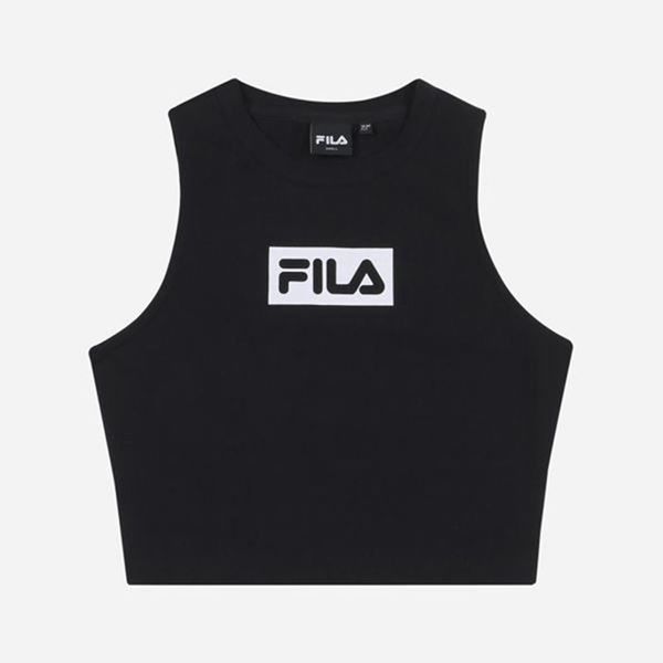 Fila Crop Sleeveless Women's T-Shirts - Black,NZ 85-47530